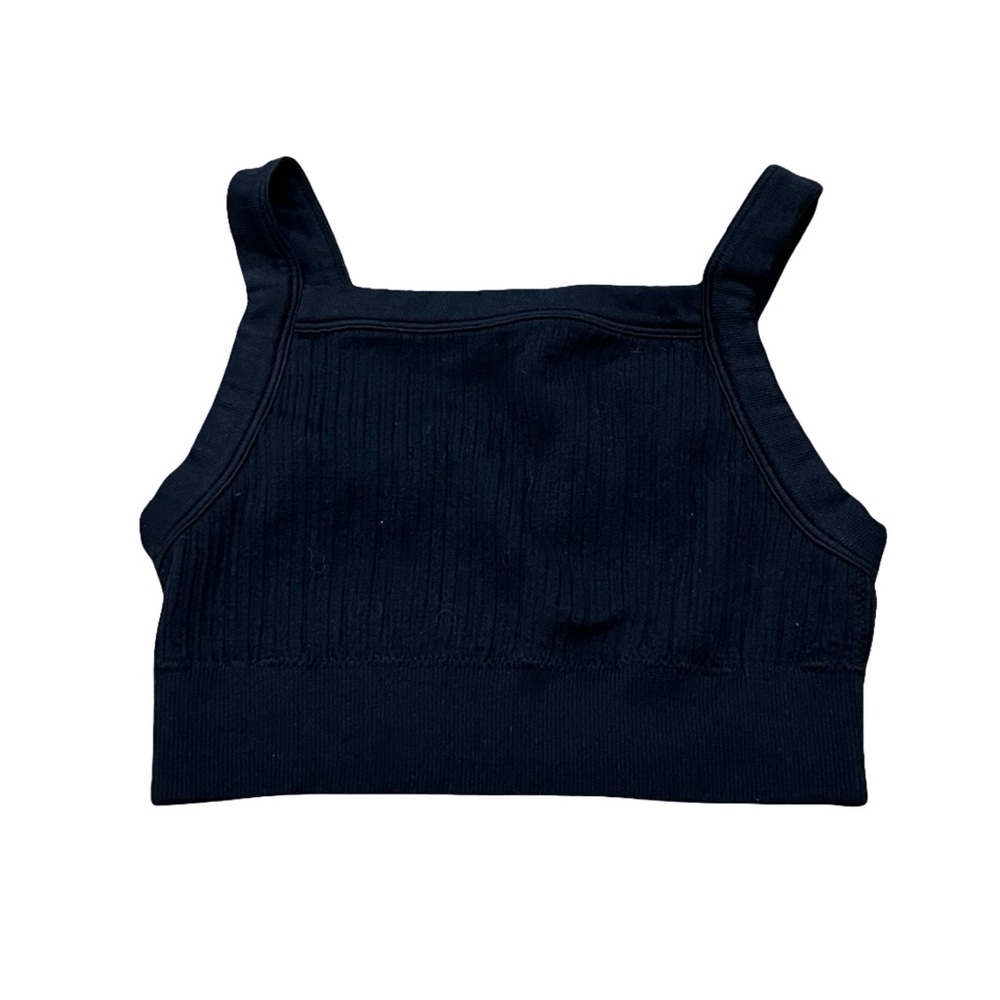 Aerie Black Ribbed Crop Top / Sports Bra Size Small